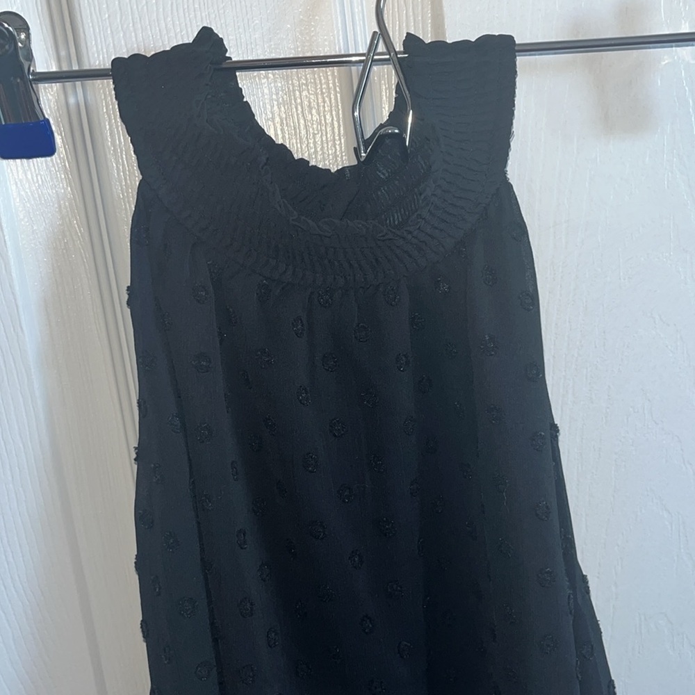Sheer Polka Dots Ruffle Goth Keyhole Button whimsy Sleeveless Blouse Torrid - Picture 3 of 7